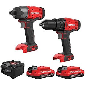 CRAFTSMAN V20 MAX Cordless Drill & Impact Driver with 2 Batteries and Charger