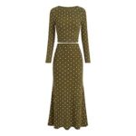 $14.99 – 2-Piece BTFBM Women’s Polka Dot Long Sleeve Crop Top & Maxi Skirt Set (S-XXL, Various Colors)  + Free Shipping w/ Prime or on $35+