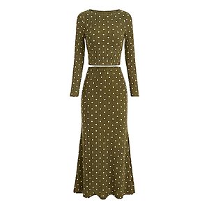 $14.99 – 2-Piece BTFBM Women’s Polka Dot Long Sleeve Crop Top & Maxi Skirt Set (S-XXL, Various Colors)  + Free Shipping w/ Prime or on $35+