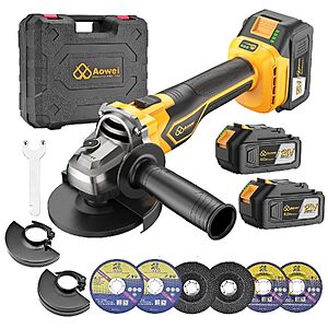 $29.99 – AOWEI 4-1/2″ 21V Brushless Cordless Angle Grinder Kit with 2x 4.0Ah Batteries & Charger – Lowest Price Ever at Amazon