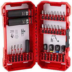 $21.88 – * | 26-Pc Milwaukee Shockwave Drive & Fasten Electric Tool Bit Set at Amazon
