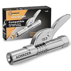 $8.50 – AORRZER 12000 PSI 6-Jaw Lock-On Grease Gun Coupler (1/8″ NPT)  + Free Shipping w/ Prime or on $35+