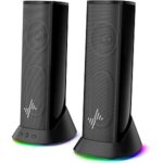 $14.99 – Nylavee Hi-Fi Stereo Computer Speakers w/ 9 LED Lighting Modes, USB-C & 3.5mm Jack (Black)  + Free Shipping w/ Prime or on $35+