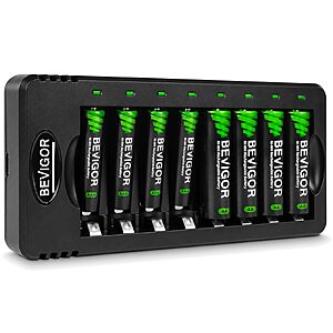 $13.99 – BEVIGOR Rechargeable AA and AAA Batteries with 8 Bay Smart Charger — Lowest Price Ever on Amazon