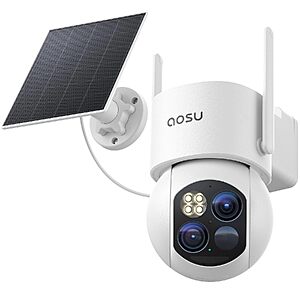 $109.99 – aosu T2 Dual-Lens 3K 360° PTZ Wireless Outdoor Security Camera w/ Solar Panel & 8x Zoom  + Free Shipping