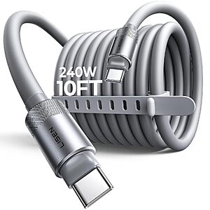 $9.99 – Amazon Offers 10′ 240W Lisen USB-C to USB-C Fast Charging Cable for  + Free Shipping w/ Prime or on $35+