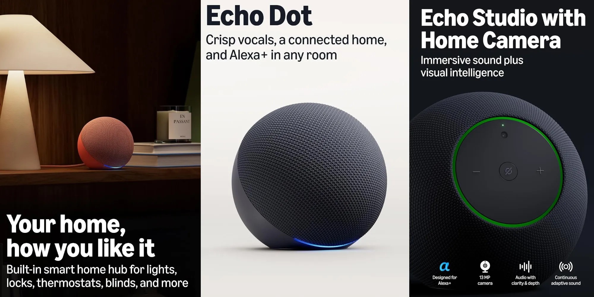 Amazon Echo Studio with Home Camera and Echo Dot