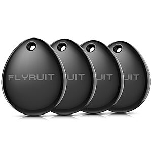 $9.99 – 4-Count FLYRUIT Apple Find My Bluetooth Tracker Tags (iOS Only, MFi Certified, Black) –  with Free Shipping