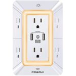 $9.97 – Multi Plug Wall Outlet Night Light, POWRUI 6 Outlet Extender & 3 USB Ports | 3-Sided Power Strip, Adapter Spaced Outlets, 1680J Surge Protector on Sale at Amazon for