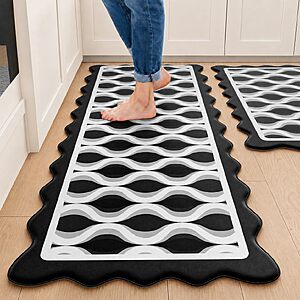 $17.99 – 2-Pc Arenarug Scalloped Wavy Lattice Kitchen Mat Set (4 colors, 17.3″x30″ + 17.3″x47″)  + Free Shipping w/ Prime or on $35+