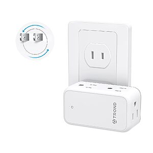 $6.99 – Thumb Score: +4 – Trond 6-Outlet 3-to-2 Prong Adapter w/ 360° Rotating Plug on Sale for  + Free Shipping w/ Prime or on $35+