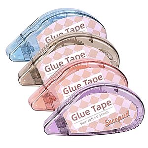 $4.84 – 4-Pack Secopad 0.3″ x 39′ Double-Sided Glue Tape Rollers (Light Colors) –  w/ S&S + Free Shipping w/ Prime or on $35+