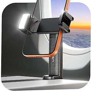 $6.99 – LISEN Phone Holder Travel Mount w/ LED Light for Planes & Travel – + Free Shipping w/ Prime or on $35+
