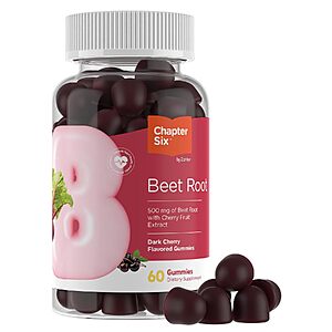$2.92 – 60-Count Zahler Chapter Six Beet Root 500mg Dark Cherry Gummies  ($0.05 Each) w/ S&S + Free Shipping w/ Prime or on $35+