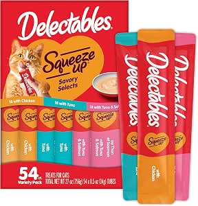$20.68 – S&S 30% off Q Delectables Squeeze Up Handheld Lickable Cat Treats, Chicken, (Tuna and Tuna and Salmon) 54 Count 10K+ bought in past month