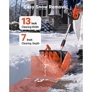 $129.99 – VOLTASK 24V Cordless Snow Shovel: Powerful and Adjustable Electric Snow Blower for