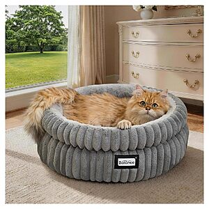 $14.99 – BALANCE 20″ Round Faux Fur Dog & Cat Bed (Gray) –  & More + Free Shipping w/ Prime or on $35+