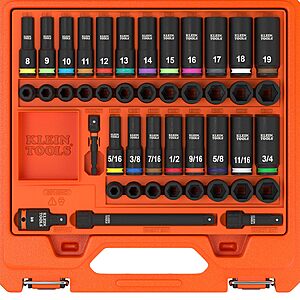 $99.98 – Klein Tools 65148HD KNECT 44-Piece 3/8″ Drive SAE & Metric Impact Socket Set + Free S&H at Amazon