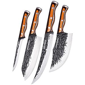 $23.53 – 4-Piece Naitesen Hand Forged Butcher Knife Set  + Free Shipping w/ Prime or on $35+