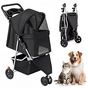 $35.73 – * | 3 Wheel Pet Stroller for Dogs and Cats, Foldable Design at Amazon