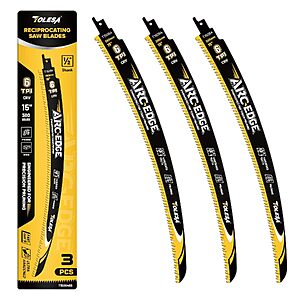 $9.98 – 3-Count TOLESA 15″ 6 TPI Arc-Edge Reciprocating Saw Pruning Blades  + Free Shipping w/ Prime or on $35+