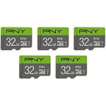 $41.99 – | 5-Pack PNY 32GB Elite C10 U1 V10 microSDHC Flash Memory Card at Amazon