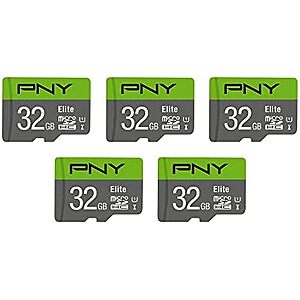 $41.99 – | 5-Pack PNY 32GB Elite C10 U1 V10 microSDHC Flash Memory Card at Amazon