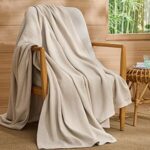 $9.89 – Bedsure 100% Cotton Herringbone Weave Throw Blanket (50″ x 70″, Linen Beige) –  + Free Shipping with Prime or on $35+