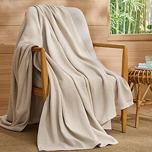 $9.89 – Bedsure 100% Cotton Herringbone Weave Throw Blanket (50″ x 70″, Linen Beige) –  + Free Shipping with Prime or on $35+
