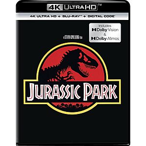 $14.99 – Jurassic Park – 4K Ultra HD + Blu-ray + Digital (Dolby Vision + Dolby Atmos Version) at  on Amazon.com