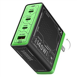 $36.29 – MFish 140W GaN 4-Port USB-C Fast Wall Charger w/ Foldable Plug (Black or Pink) —  + Free Shipping