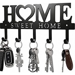 $3.84 – Sweet Home 5-Hook Wall-Mounted Metal Key Organizer Rack (Black) + Free Shipping w/ Prime or on $35+