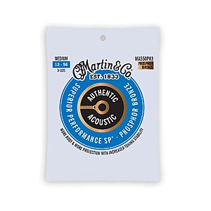 $11.99 – 3-Pack Martin Authentic 92/8 Phosphor Bronze Acoustic Guitar Strings (Medium 13-56) – Lowest Price Ever at Amazon