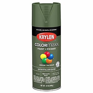$4.48 – 12-Oz Krylon COLORmaxx Satin Spray Paint & Primer (Italian Olive)  + Free Shipping w/ Prime or on $35+