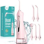 $7.99 – COSLUS C20 ADA Accepted Cordless Rechargeable Water Flosser w/ 300mL Tank, 3 Modes & 5 Tips (Pink)  + Free Shipping w/ Prime or on $35+