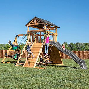 $1,798.99 – Backyard Discovery Endeavor Cedar Wood Swing Set w/ 10′ Wave Slide, 40″ Web Swing & Double Rock Wall $1798.99 + Free Shipping