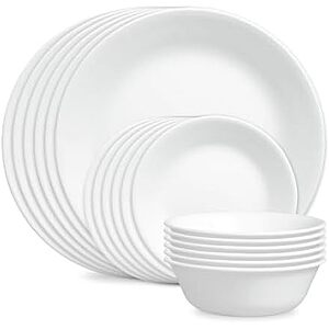 $34.99 – * | Corelle Vitrelle 18-Pc Dinnerware Set (Winter Frost White) at Amazon