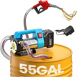 $75.59 – SEESII 12GPM Cordless Diesel/Kerosene Fuel Transfer Pump Kit w/ 4.0Ah Battery & Auto-Stop Nozzle –  + Free Shipping
