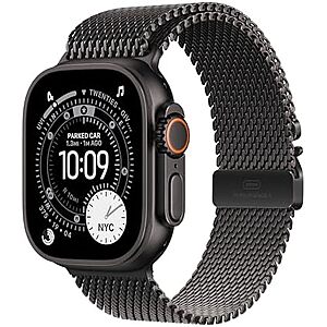 $599.97 – * | Apple Watch Ultra 3 GPS + Cellular 49mm (Black Titanium Case w Black Titanium Milanese Loop) at Amazon