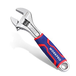 $6.38 – WORKPRO 8-Inch Adjustable Wrench, Wide Jaw, Metric/SAE Scales  – Apply Coupon for Discount