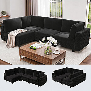 Mercer41 103" Oversized Modular Sectional Sofa in Black Flannel