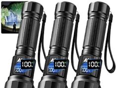 $19.99 – 3 Pack Rechargeable Flashlights High Lumens, Super Bright LED Tactical Flashlight Three rechargeable high lumen flashlights with adjustable focus and waterproof features