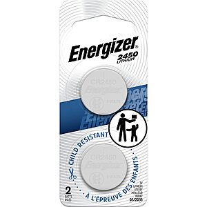 Energizer 2450 Lithium Coin Battery Deal 2-Pack Energizer 2450 Lithium Coin Battery