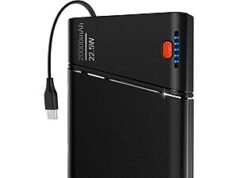 $11.99 – Kesguar 20000mAh Up to 22.5W PD Power Bank w/ Built-in USB-C Cable (Grey or Blue) + Free Shipping w/ Prime or on $35+ Kesguar 20000mAh Power Bank with built-in USB-C cable