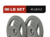 $49.99 – Signature Fitness 2-Inch Cast Iron Weight Plates – 2 x 45lb plates Signature Fitness 2-inch Cast Iron Weight Plates in black