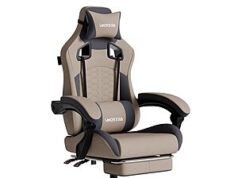 $77.39 – WOTSTA Gaming Chair with Massage — Ergonomic PC Gaming Chair with Footrest, Comfortable Headrest and Lumbar Support, High Back, 300LBS (Grey) WOTSTA Gaming Chair with built-in massage, ergonomic design, footrest and high back