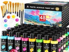 $15.49 – 64-Piece Pastel Acrylic Paint Set w/ 48 (2oz) Colors + Free Shipping w/ Prime or on $35+ 64-Piece Pastel Acrylic Paint Set from Dreamy Creative Hub