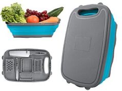 $11.11 – TITLE: 13″ x 9″ Hi Ninger 9-in-1 Collapsible Camping Cutting Board w/ Colander and Cutting Accessories Hi Ninger collapsible camping cutting board