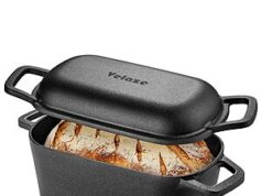 $29.99 – 3.6-Quart Velaze Cast Iron Dutch Oven Bread Pan (Black Only) – + Free Shipping w/ Prime or on $35+ Velaze Cast Iron Dutch Oven Bread Pan in black