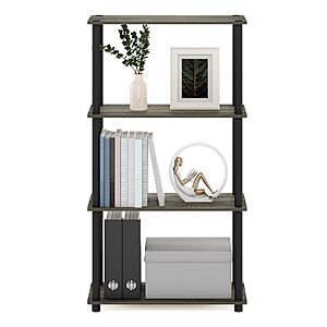 Furinno Turn-N-Tube Shelf Display Rack deal Furinno Turn-N-Tube Multipurpose Shelf Display Rack in French Oak Grey/Black